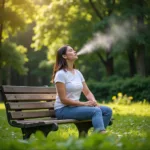 Therapist relaxing in nature as a self-care activity.