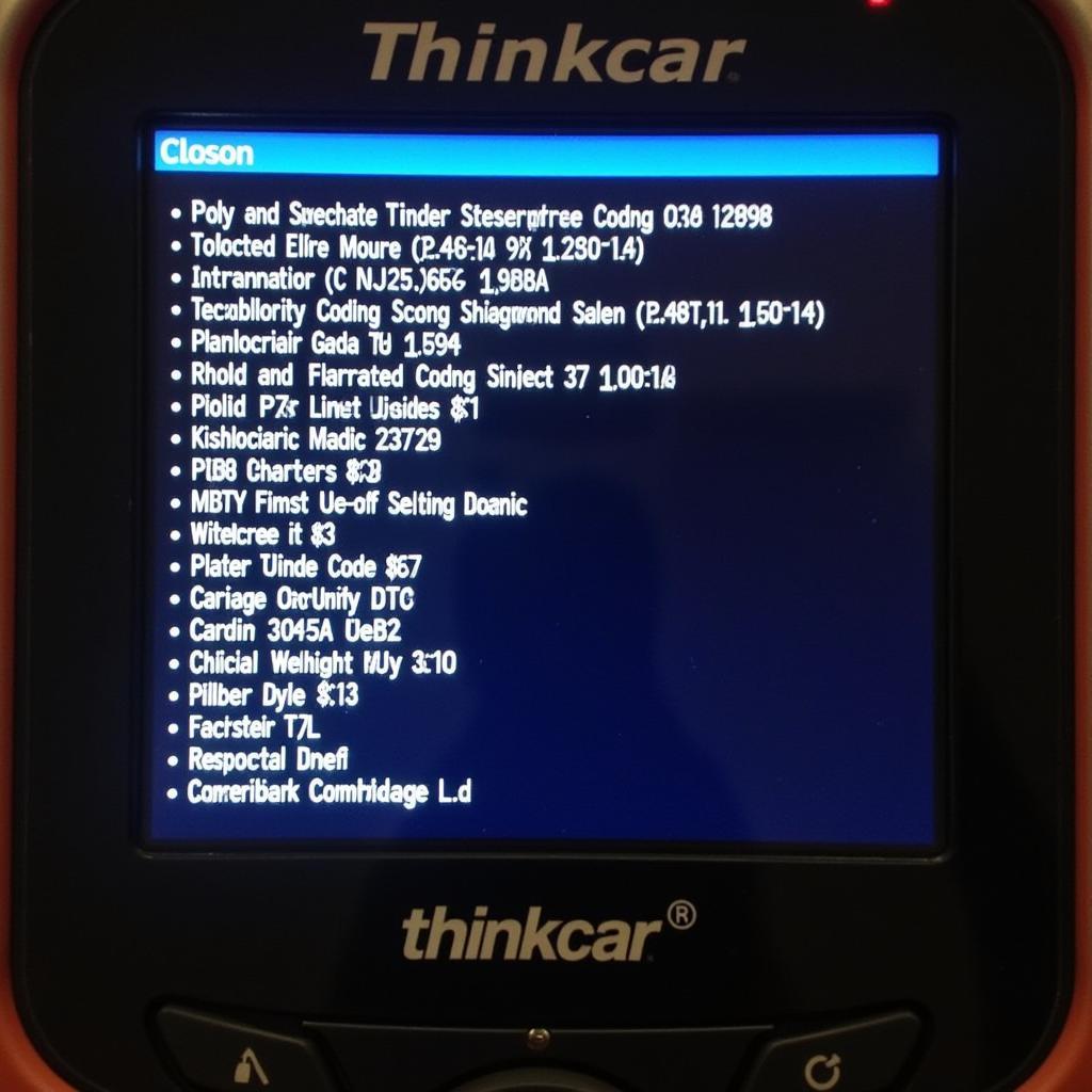 Thinkcar OBD Scan Tool Displaying Diagnostic Codes