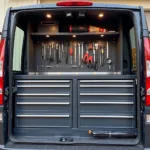 Organized Tool Car Storage with Drawers and Shelves