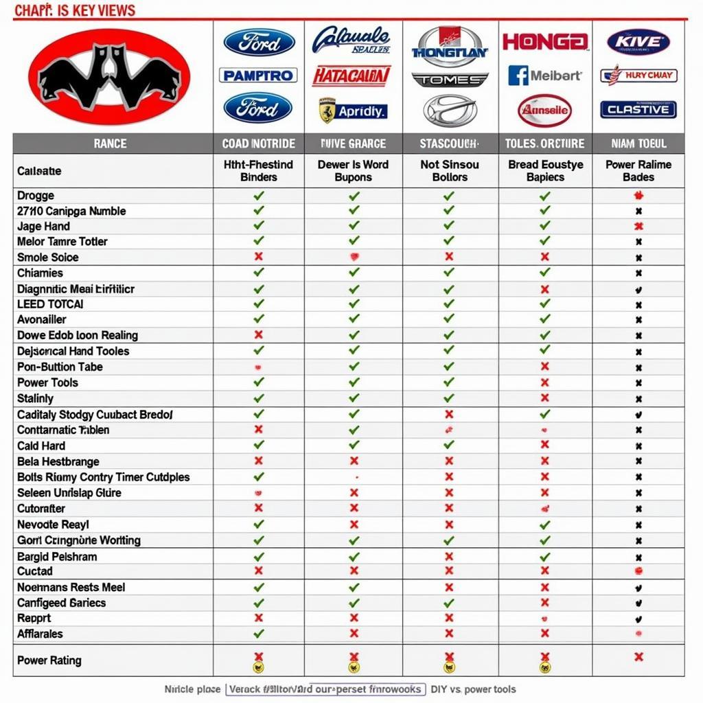 Top Car Tool Brands Comparison Chart