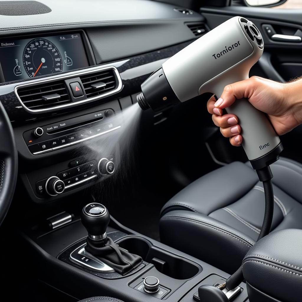 Tornador Cleaning Gun Removing Grime from Car Interior