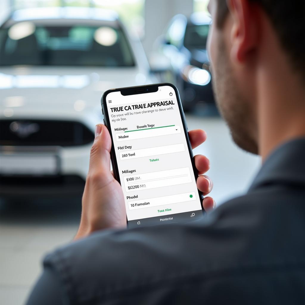 Using a True Car Trade Appraisal Tool on a Smartphone