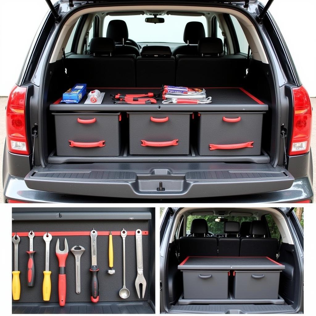 Customizable trunk tool storage system for a car