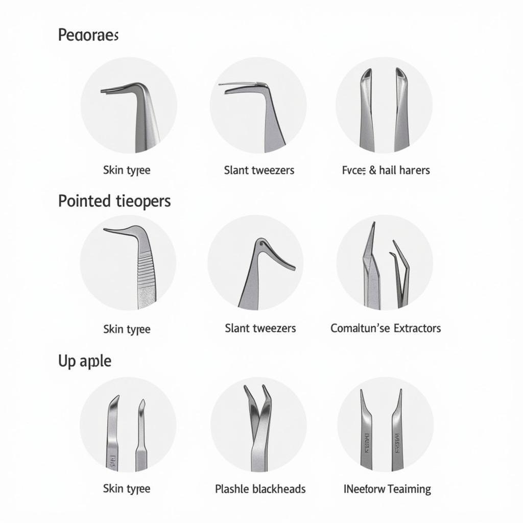 A guide illustrating different Tweezerman tools and their intended uses for various skin types and concerns.