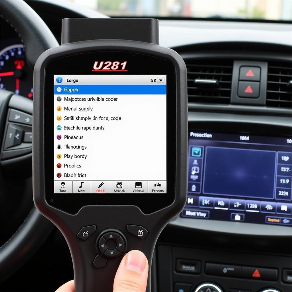 U281 OBD2 scanner displaying Diagnostic Trouble Codes