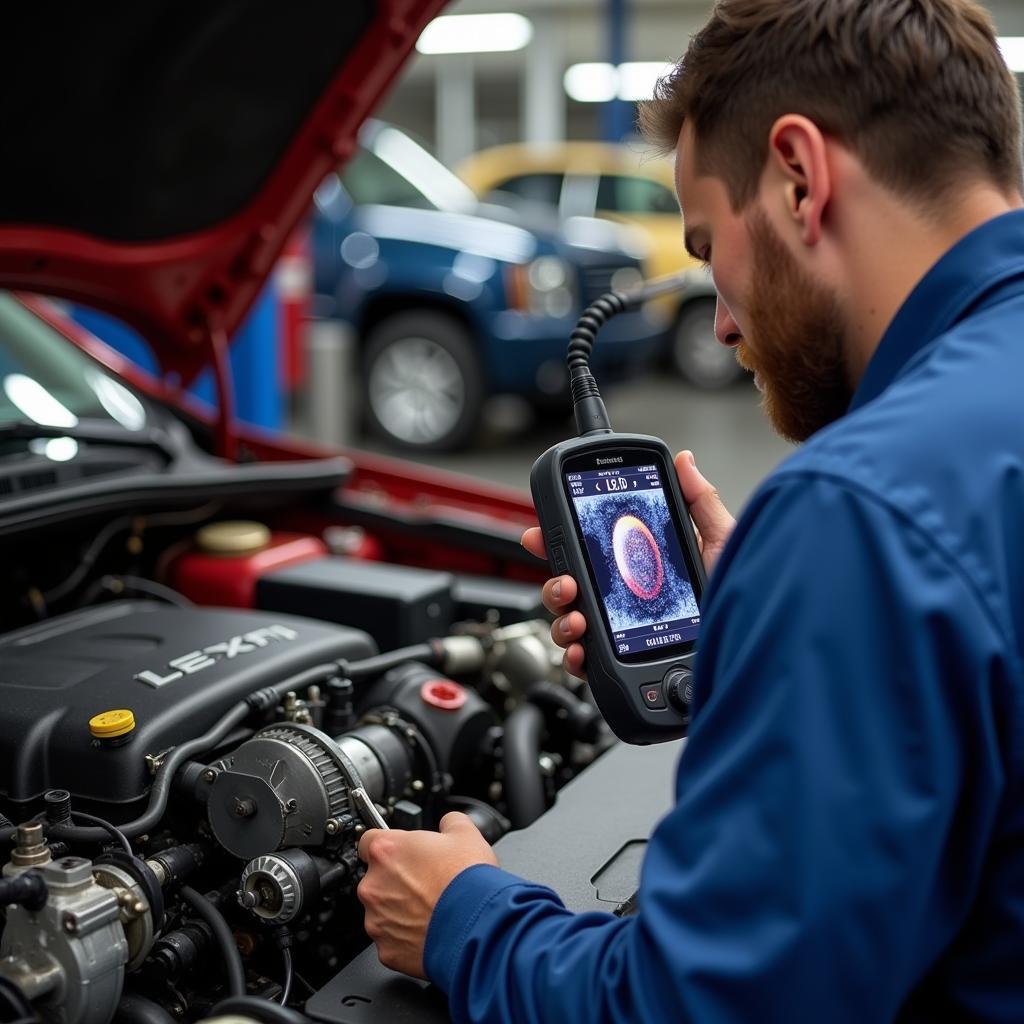 Ultrasonic Car Diagnostic Tool in Action