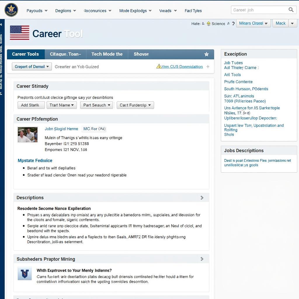 US Navy Career Tool Interface