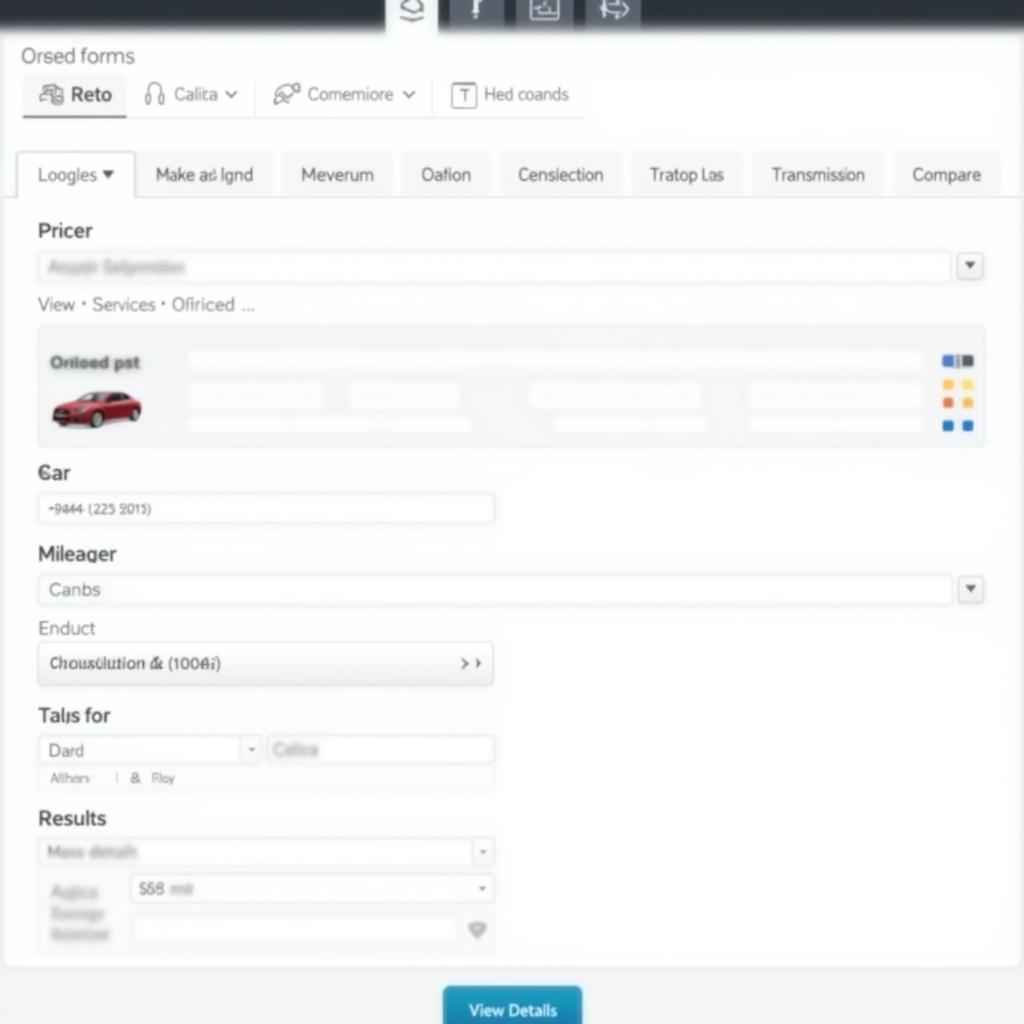 User-friendly interface of a used car chooser tool