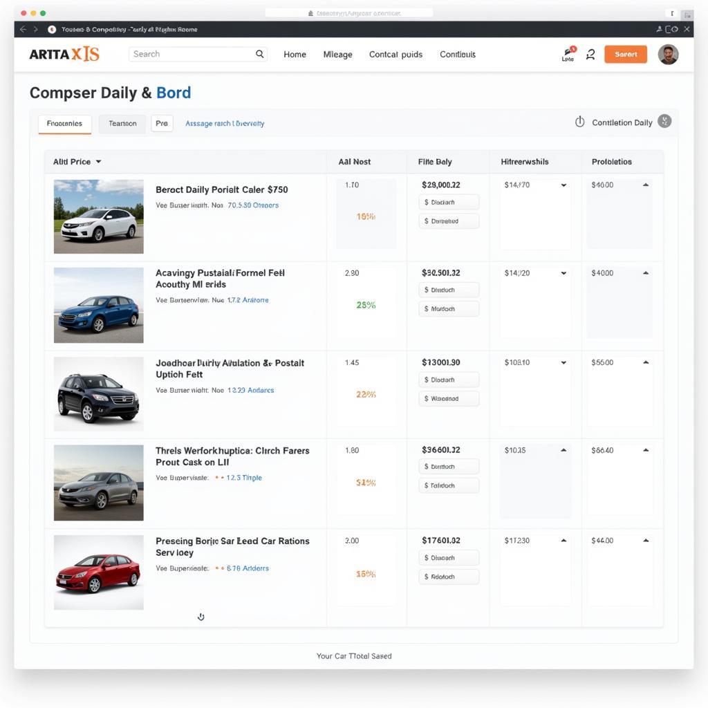 Used Car Comparison Tool Interface