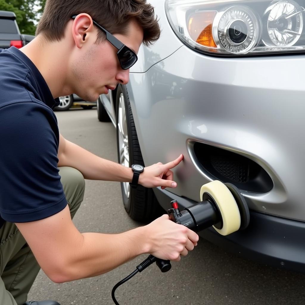 Using a Rotary Polisher on Car Metal