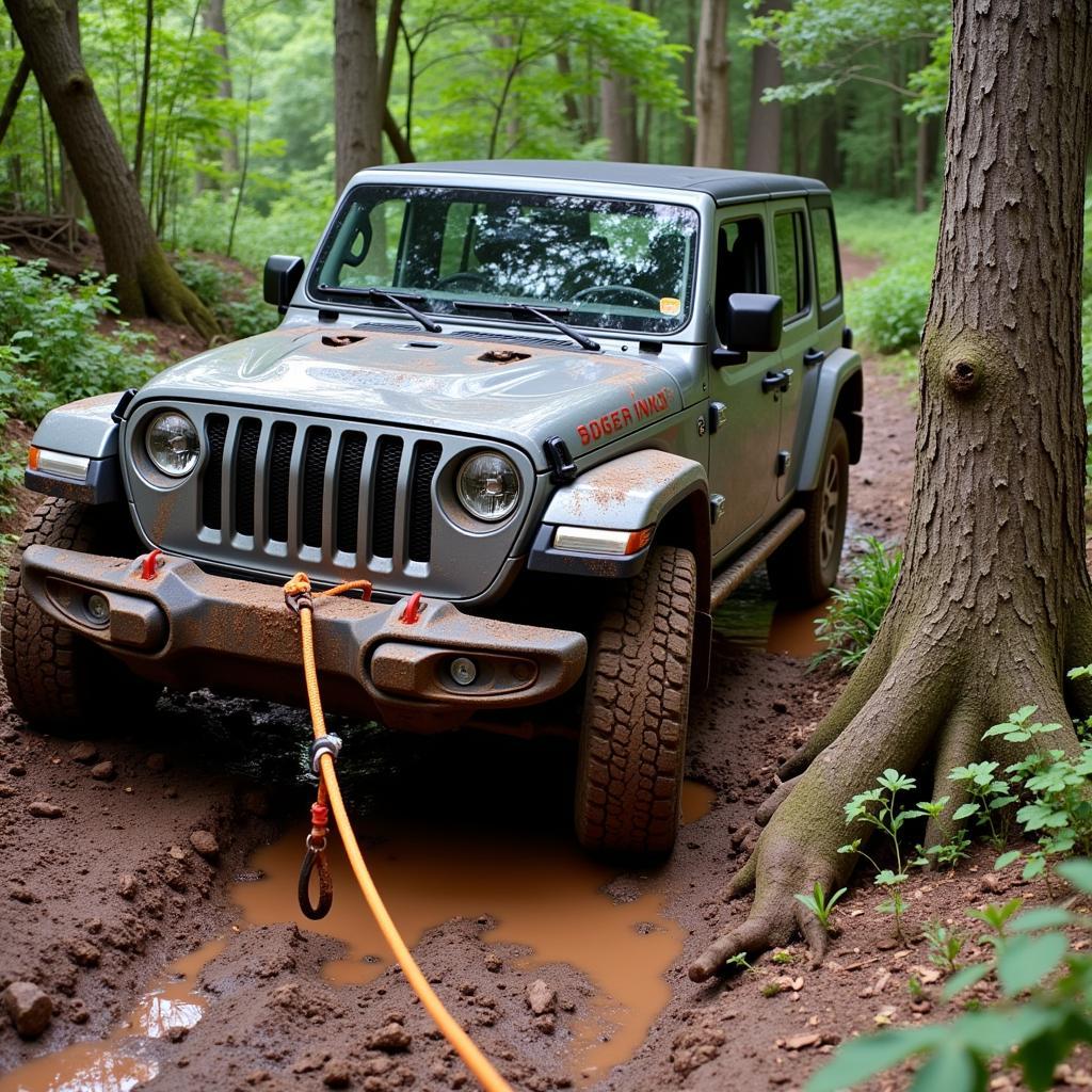 Winching a Stuck 4x4 Vehicle