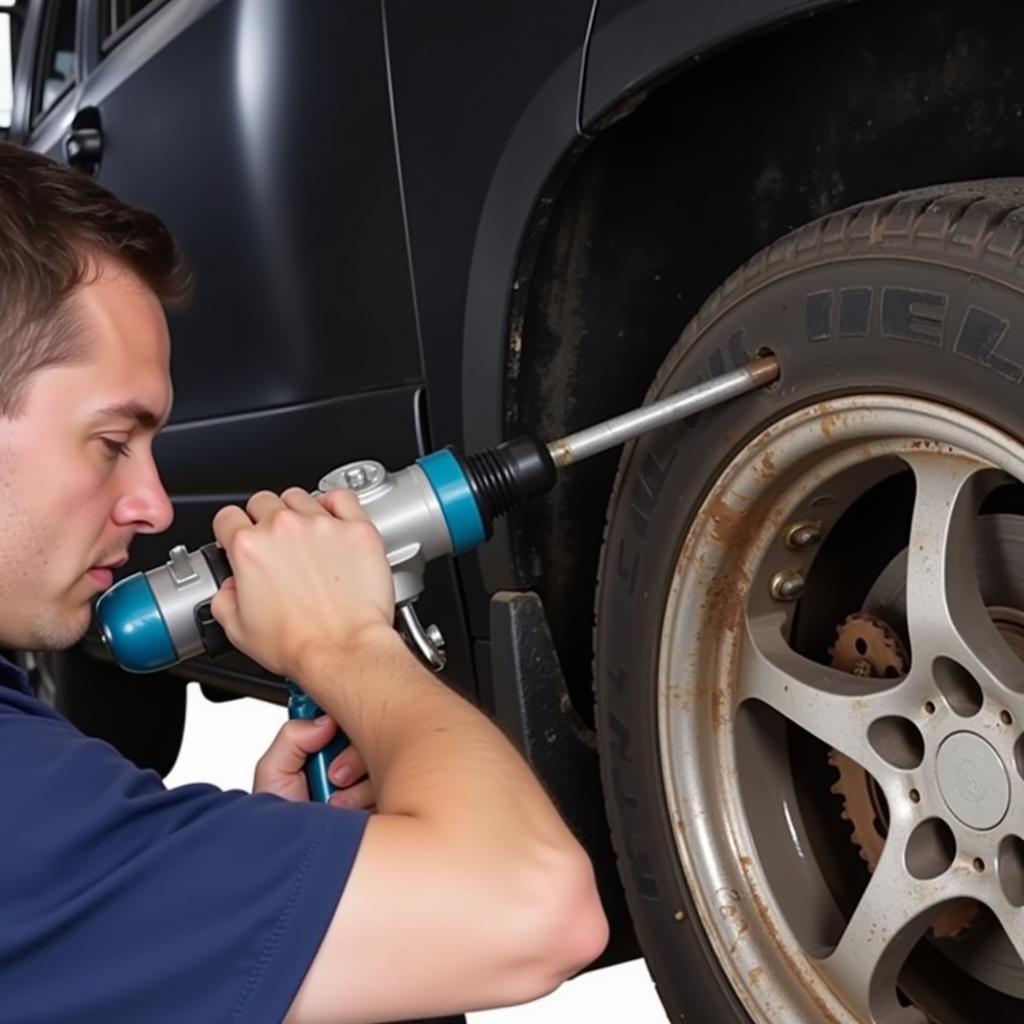 Using Air Hammer Gun Tool for Car Repair