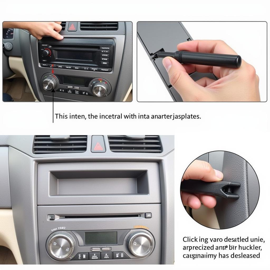 Properly inserting car radio removal tools to release the locking mechanism