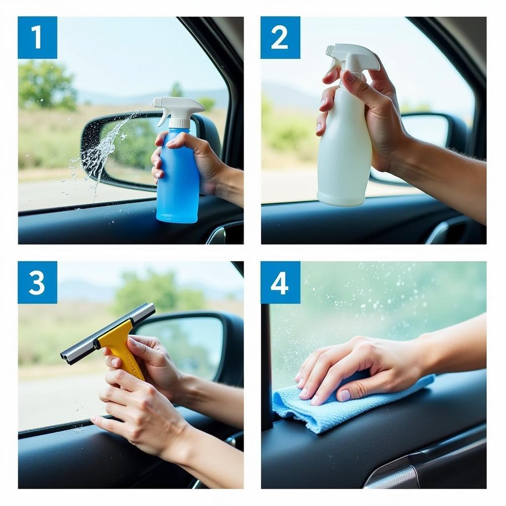 Steps for Using a Car Window Cleaner Tool Kit