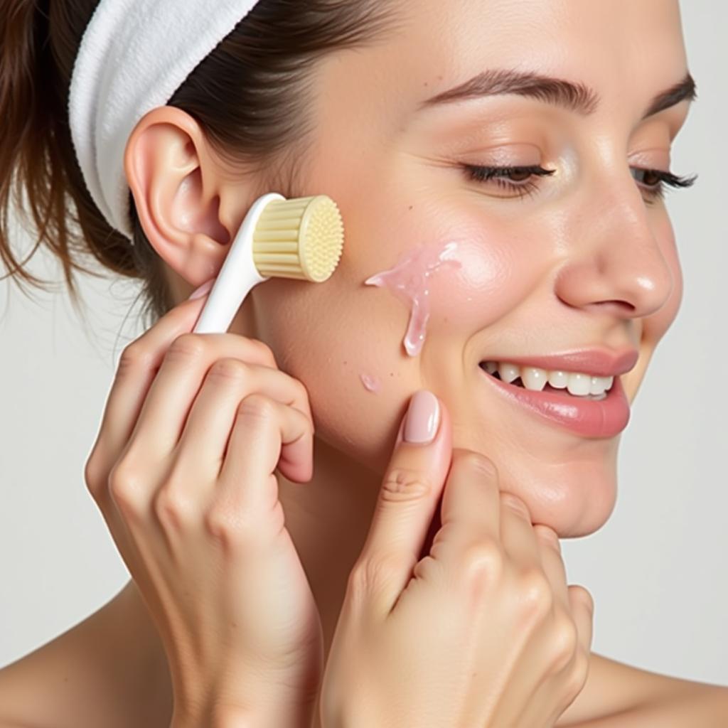 Woman Using Cleansing Brush