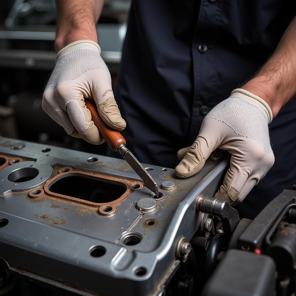 Using a Gasket Scraper to Remove a Seal