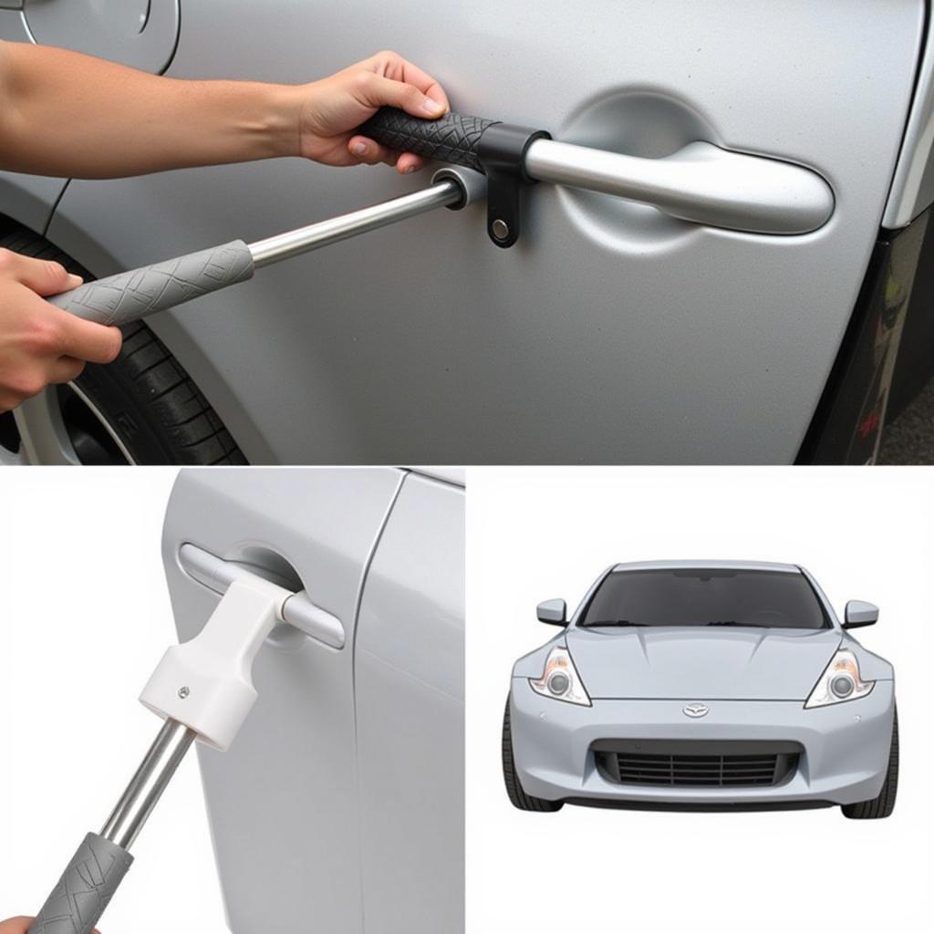 Using a Glue Puller to Repair a Dent on a Car Door