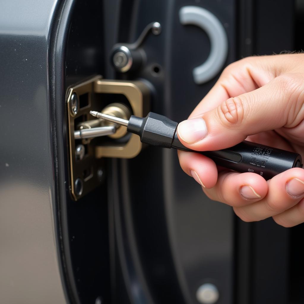 Using a Lock Pick on a Car Door