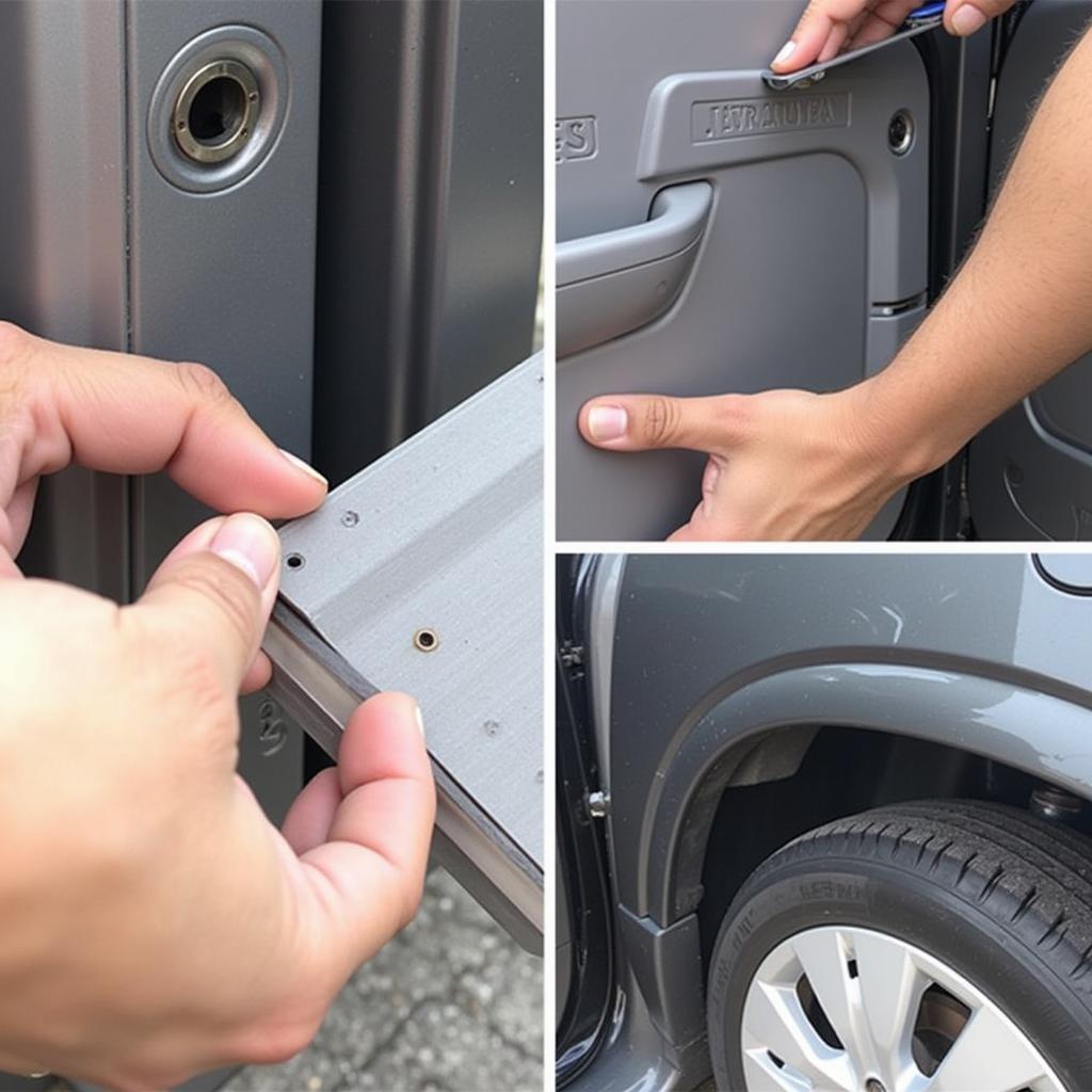 Using Plastic Pry Tool on Car Door Panel