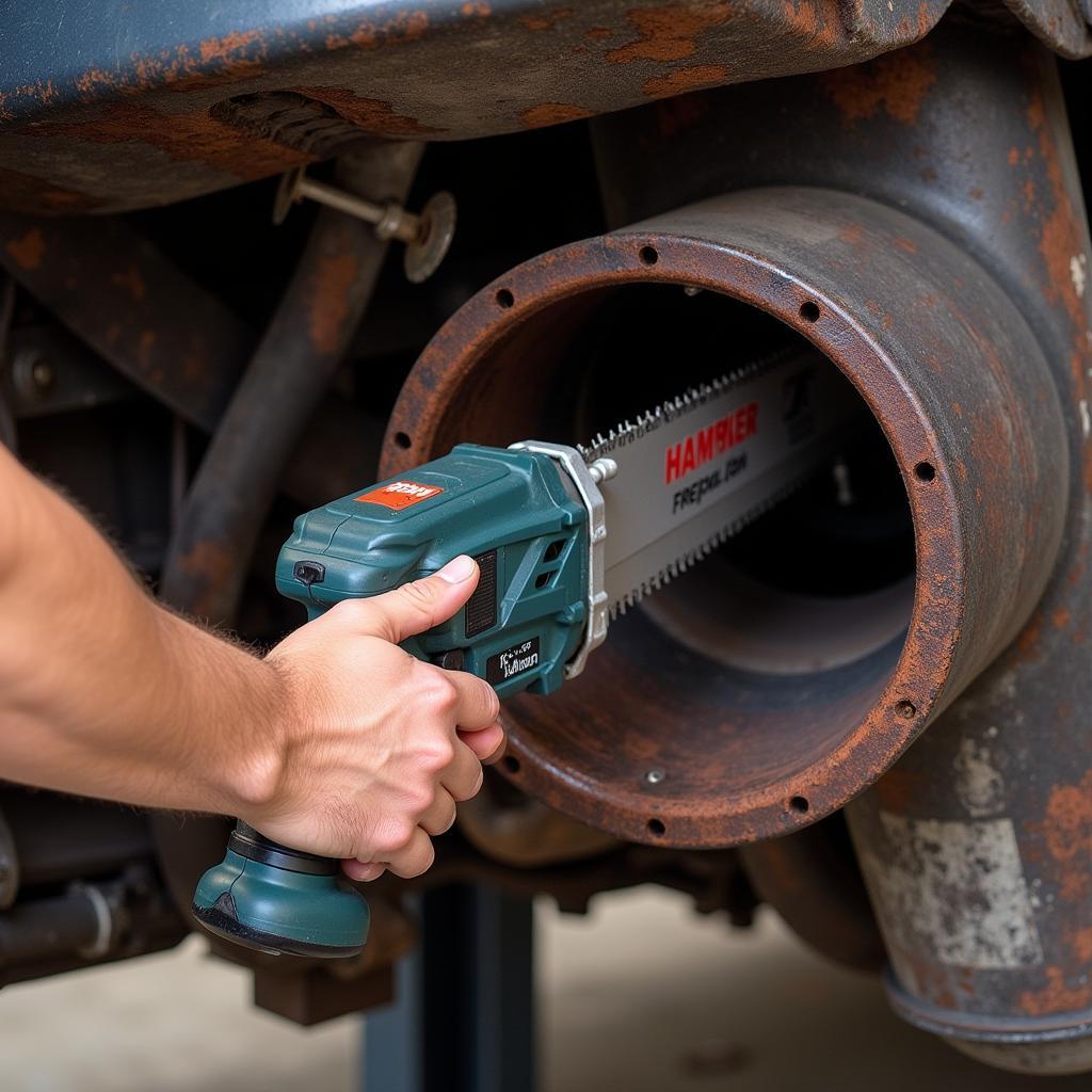 Removing a Car Exhaust with a Reciprocating Saw