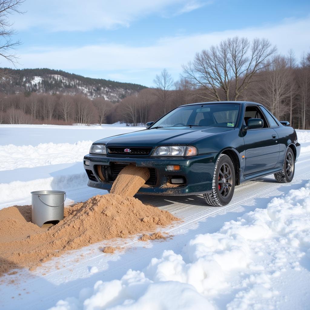 Using Sand for Traction in Slippery Conditions