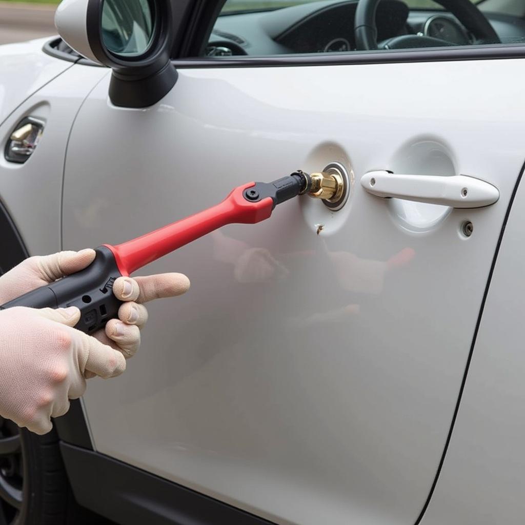 Using a Slide Hammer Dent Puller on a Car Door