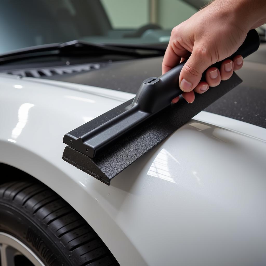 Using a Squeegee for Car Wrap Installation