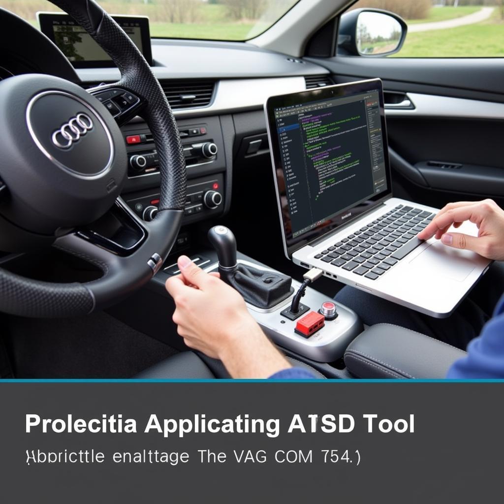 A Person Using the VAG COM 704.1 to Diagnose an Audi