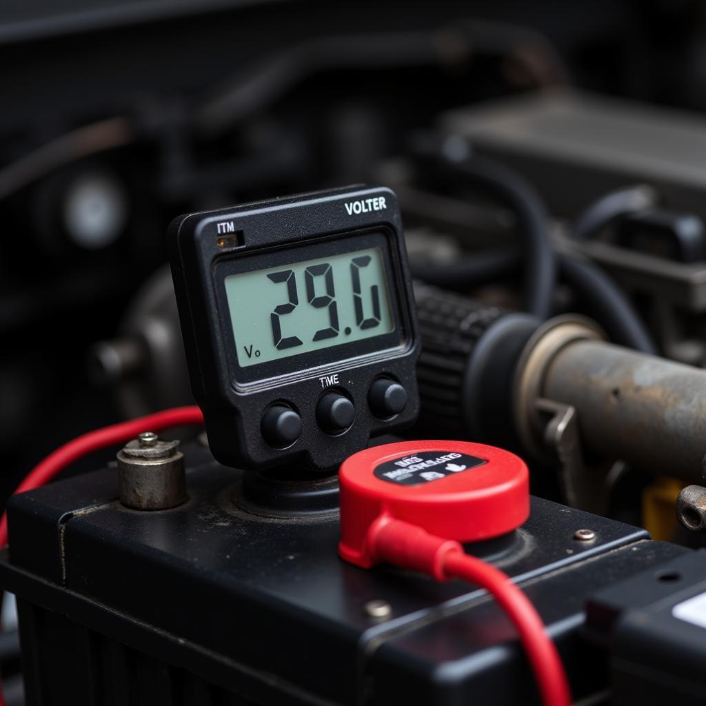 Voltmeter Measuring Car Battery Voltage