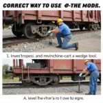 Correctly Using a Wedge Tool on a Train Car Wheel