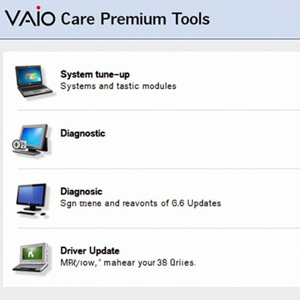 Vaio Care Premium Tools Interface