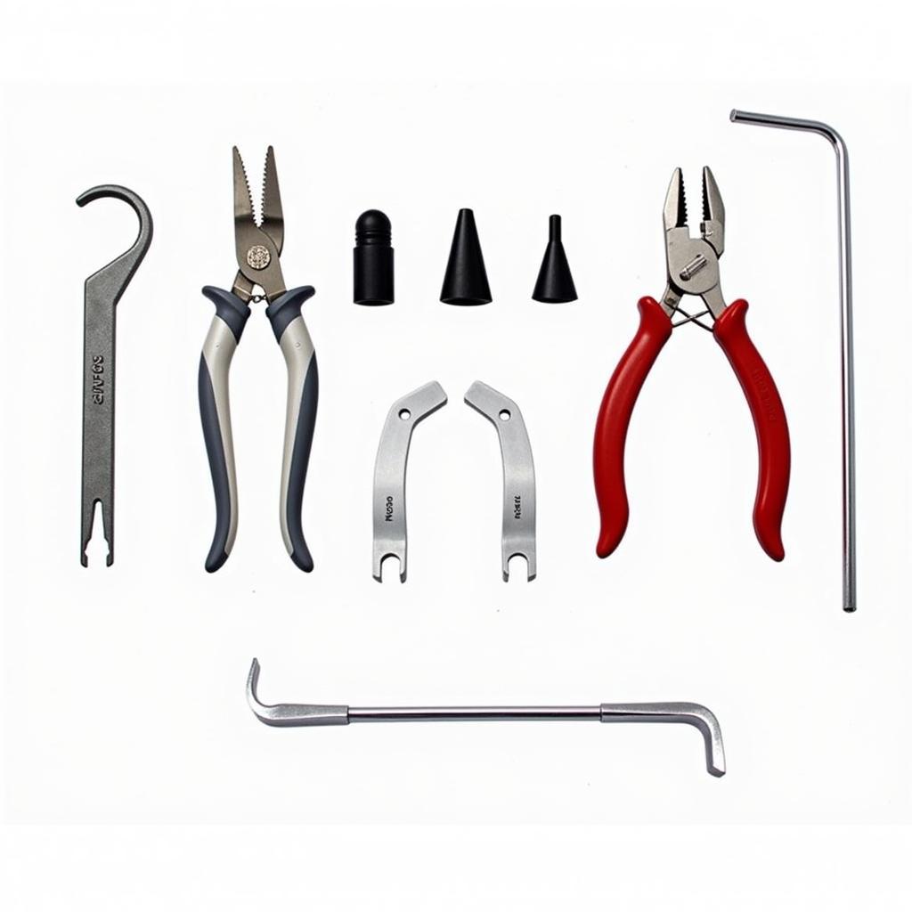 Different types of car bumper clip removal tools including pliers-style removers, panel poppers, and a trim removal kit