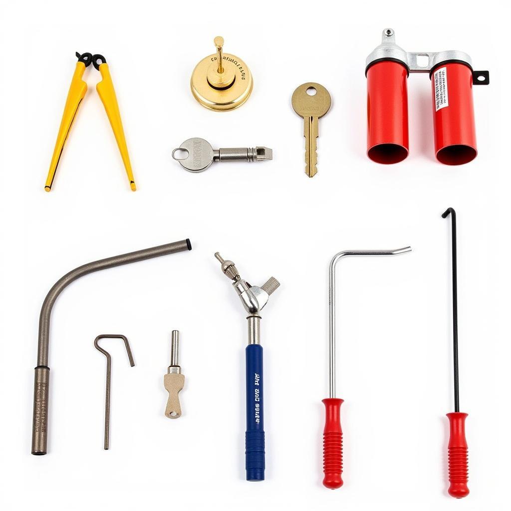 Assortment of car door unlocking tools