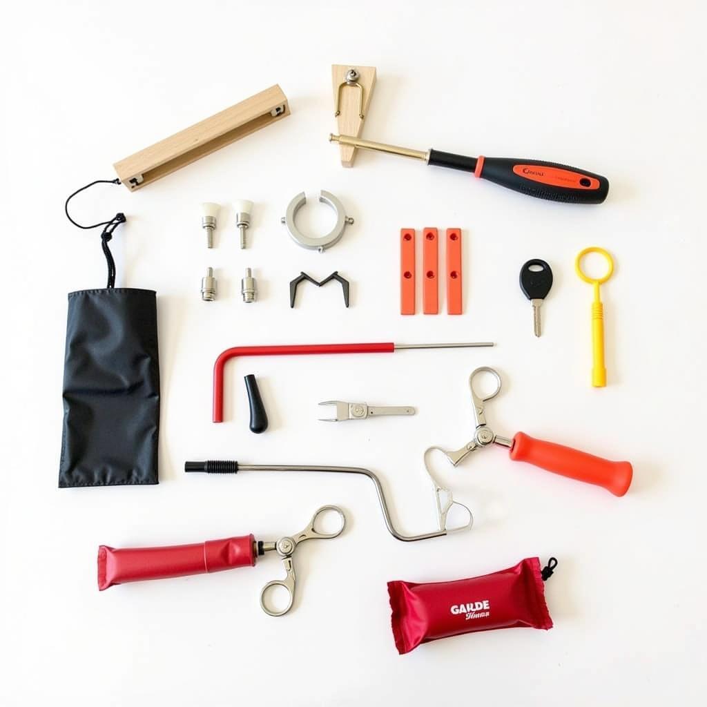 Assortment of car unlocking tools