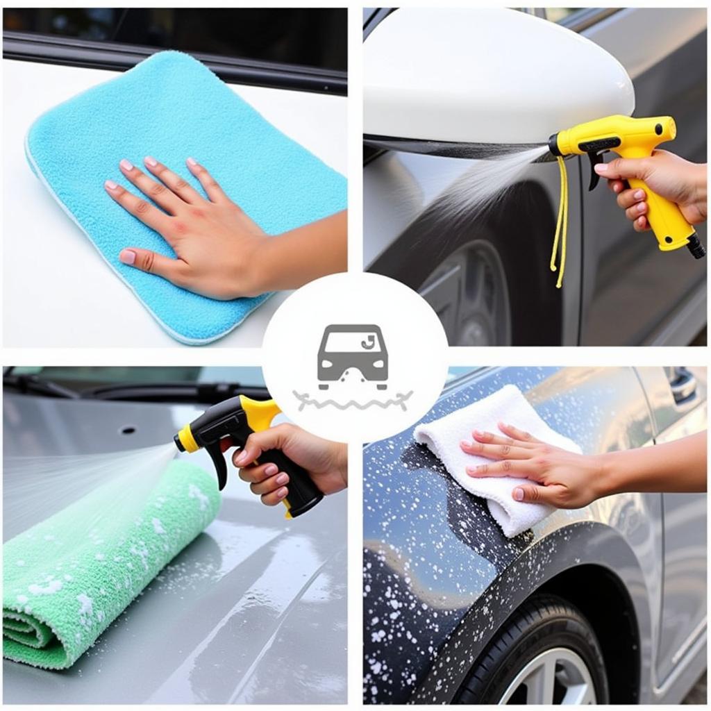 Various Car Wash Tools in Action