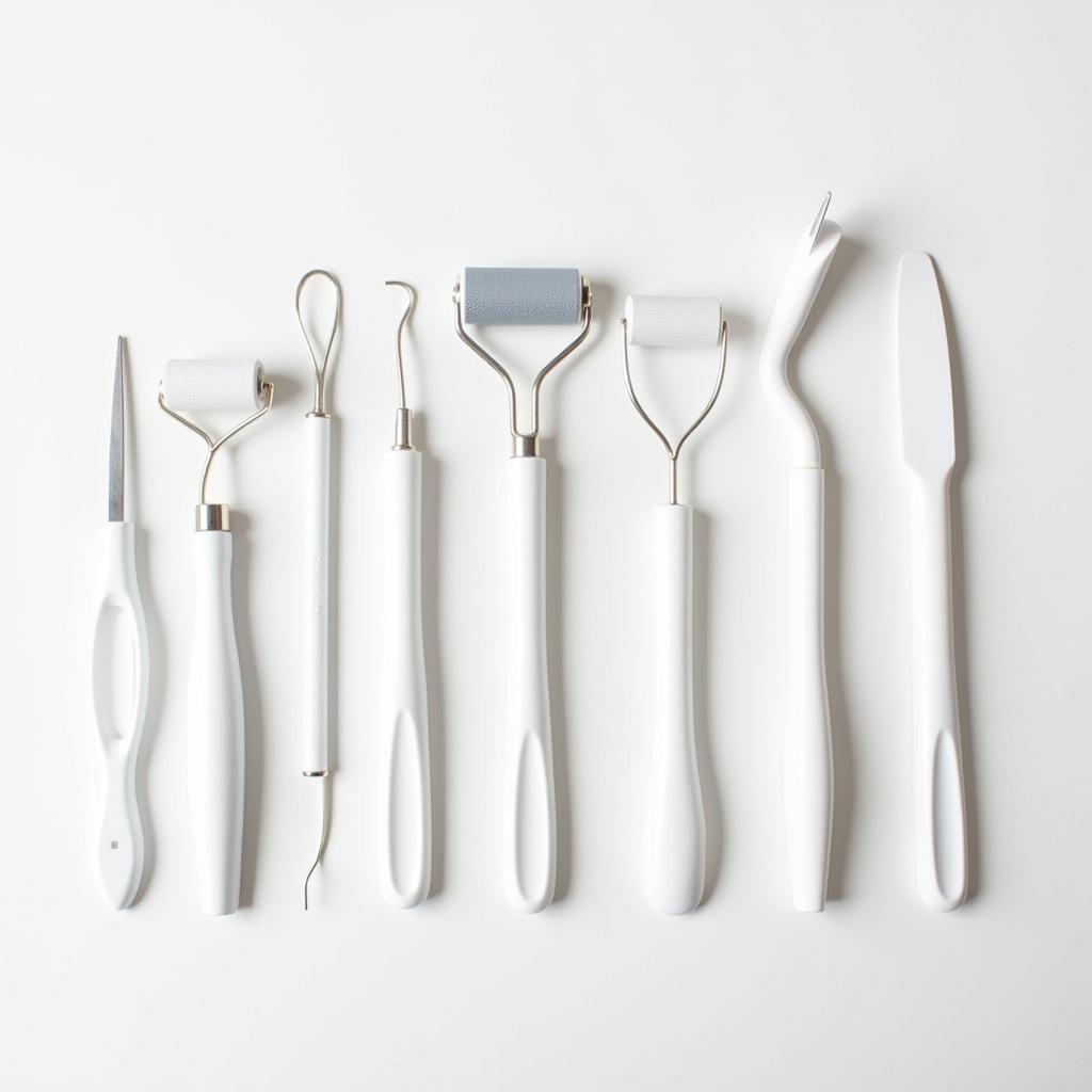 A collection of different no-slip skincare tools laid out on a white background