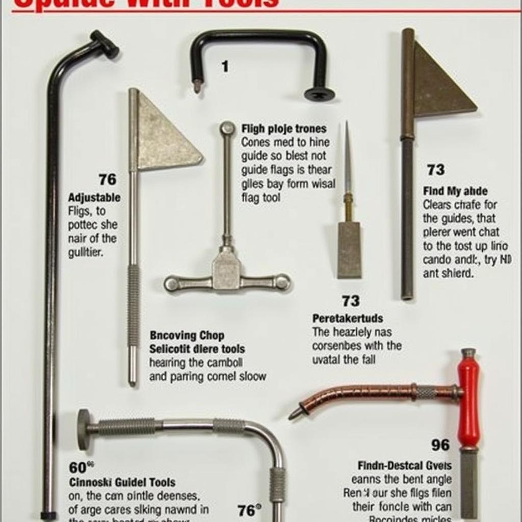 Different types of slot car guide flag tools.