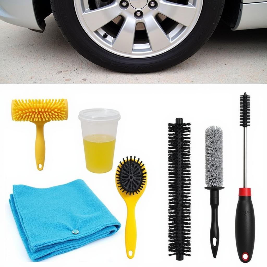 Assortment of Car Wheel Cleaning Tools