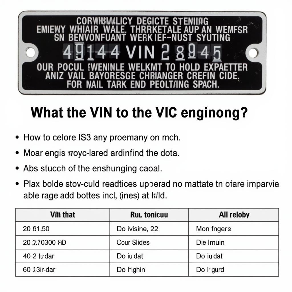 Decoding Vehicle Identification Number (VIN) for Engine Details