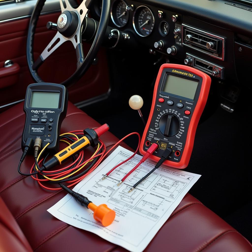 Vintage car electrical diagnostic tools and wiring diagram