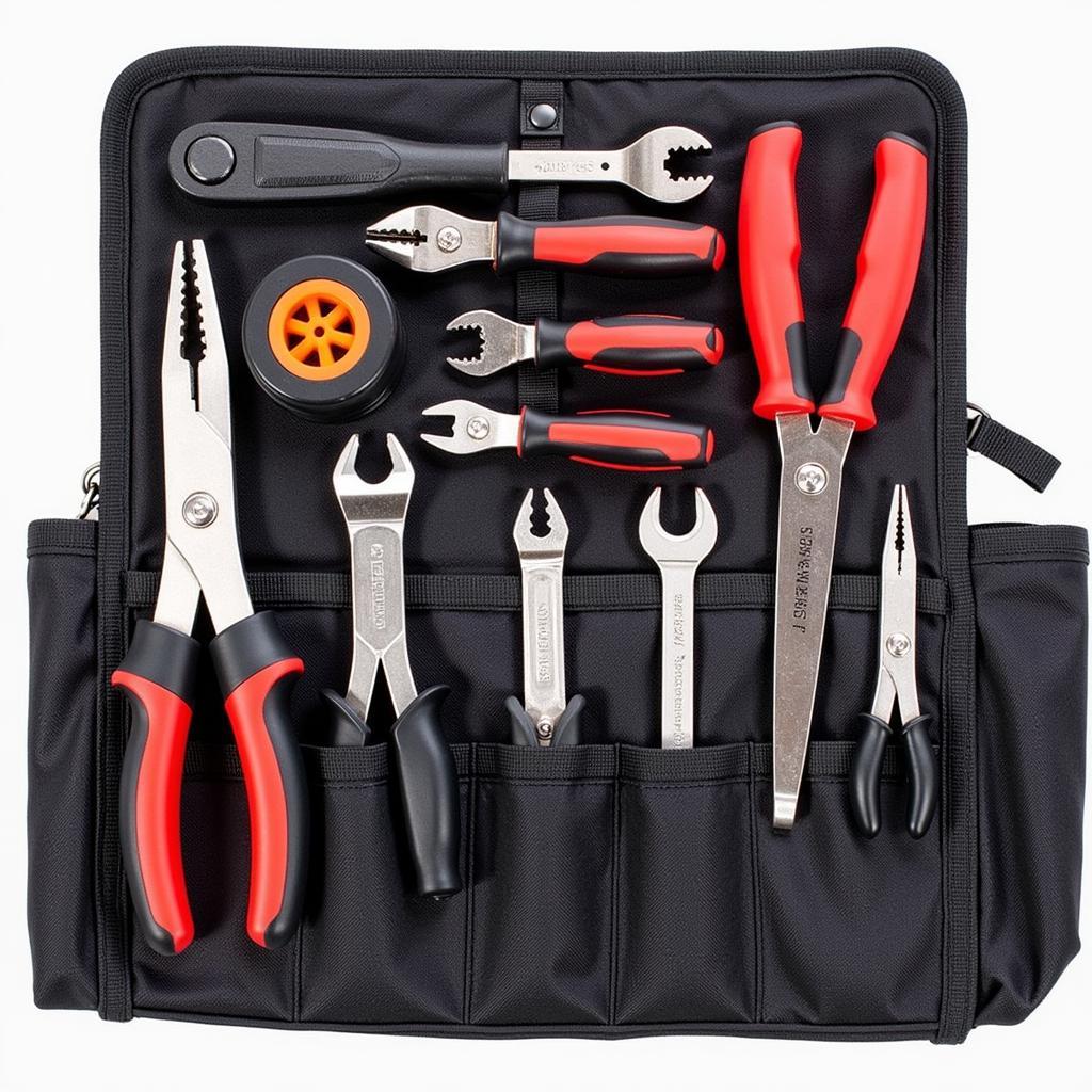 A well-maintained car tool bag with clean and organized tools.