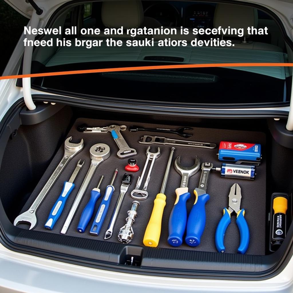 Well-Maintained Car Tool Kit in Trunk