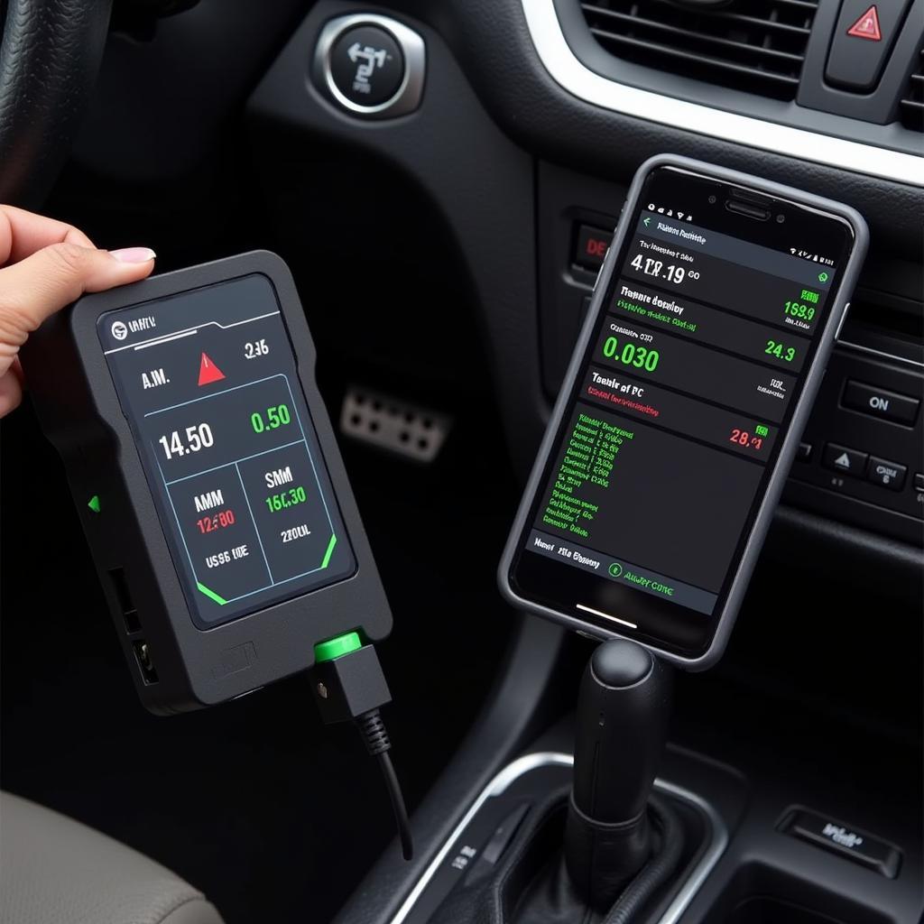 Wifi OBD2 Diagnostic Tool connected to a Smartphone