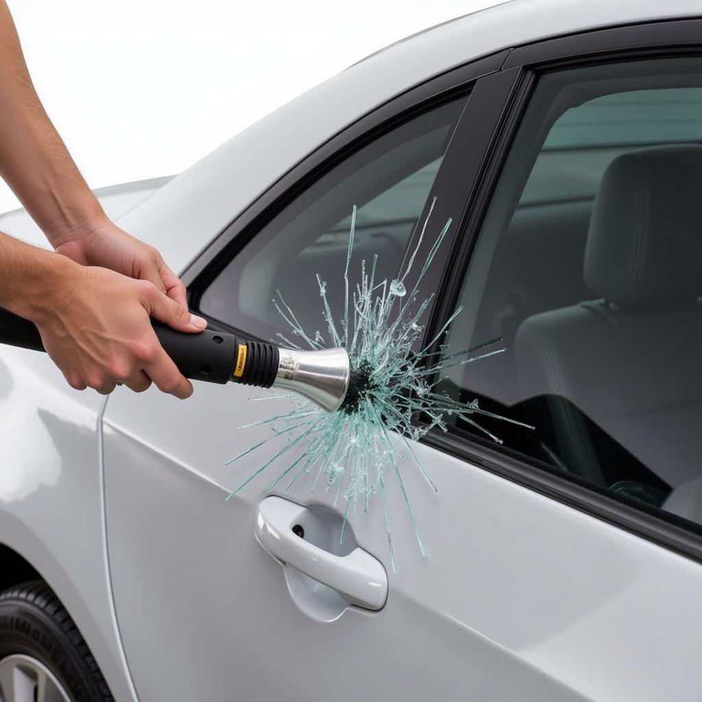 Using a Window Breaking Tool to Access a Locked Car