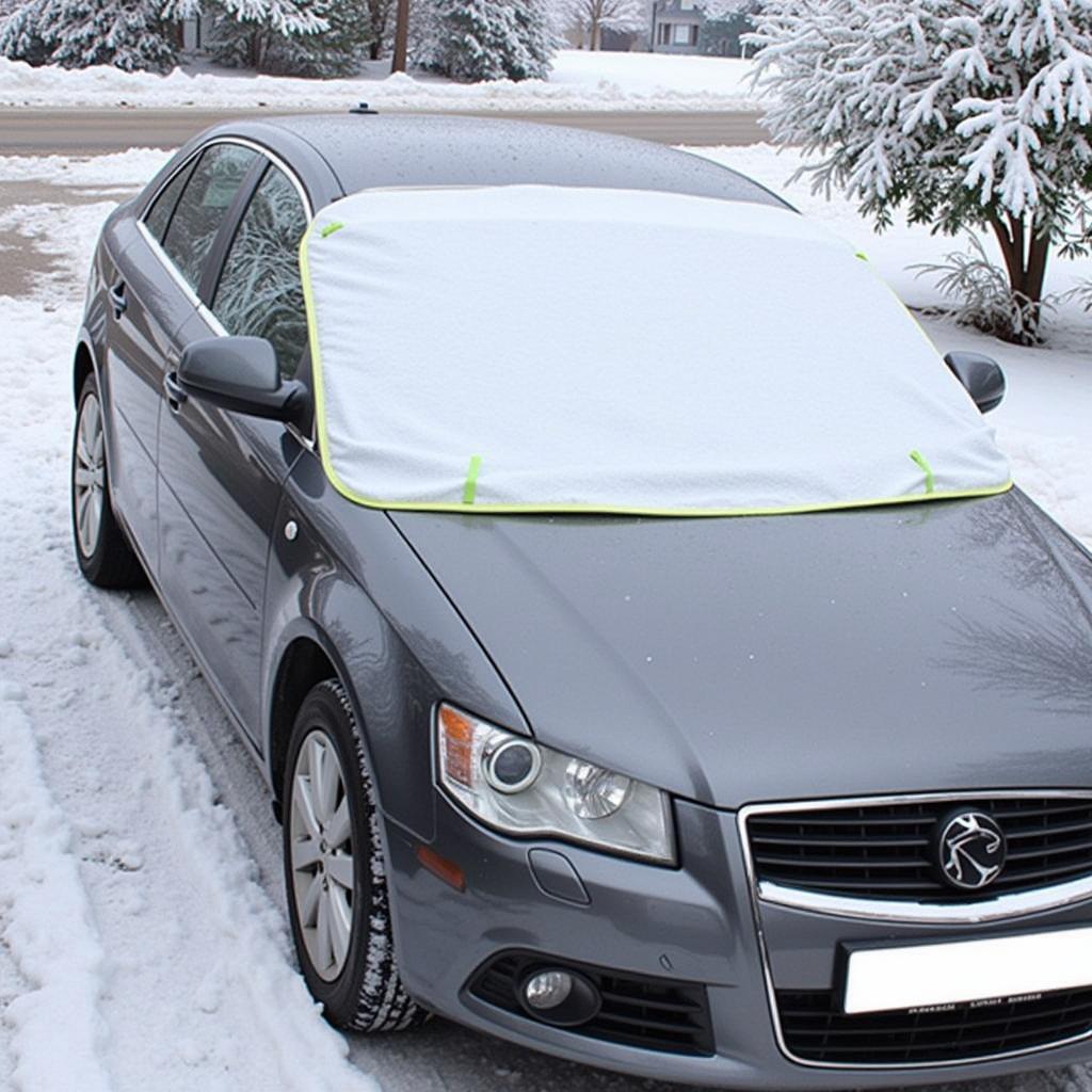 Windshield Cover Protecting Car from Ice and Snow