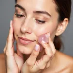 Woman Using a Facial Roller