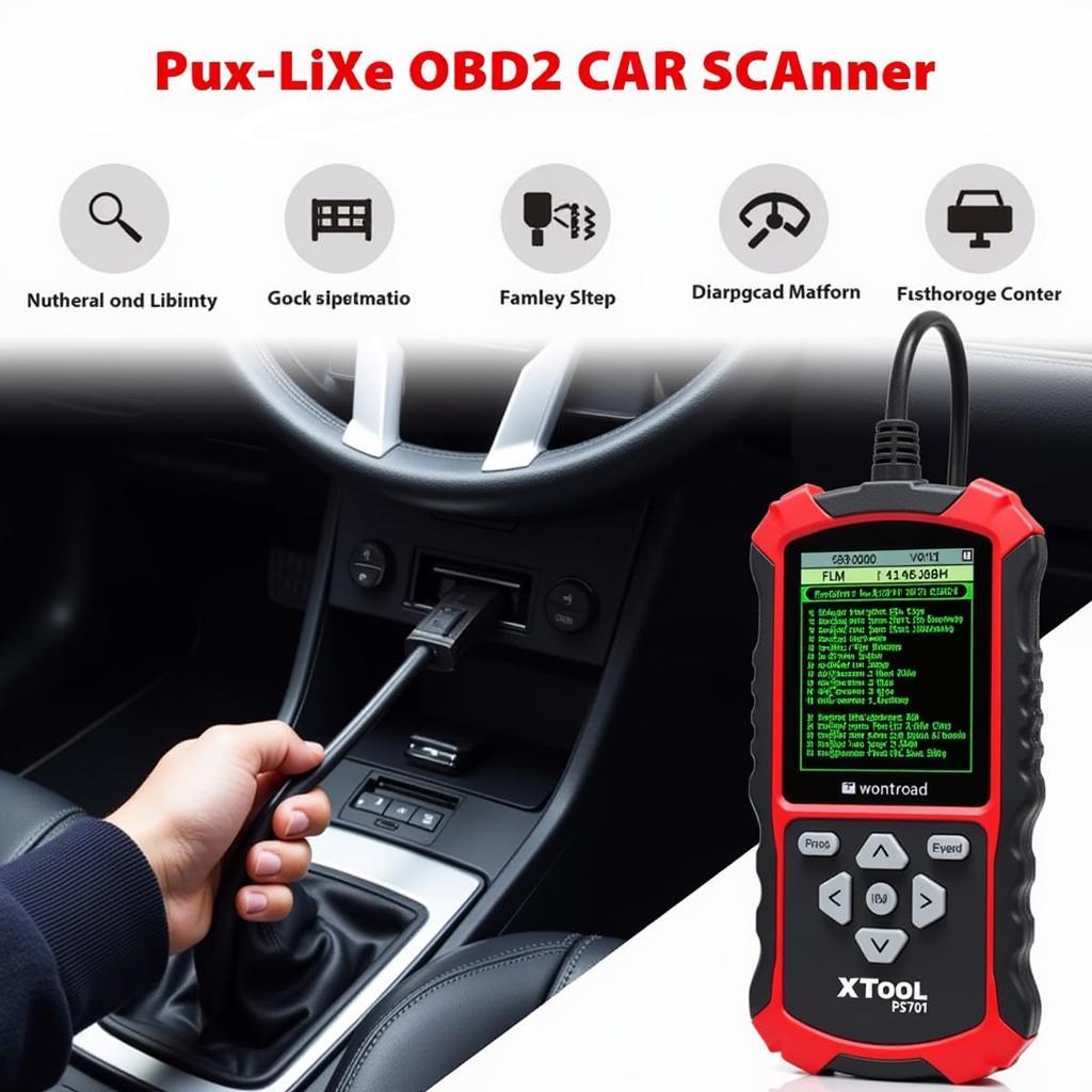 XTOOL PS701 OBD2 Scanner in Use on a Car's OBDII Port