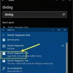Accessing DirectX Diagnostic Tool via Windows Search Bar