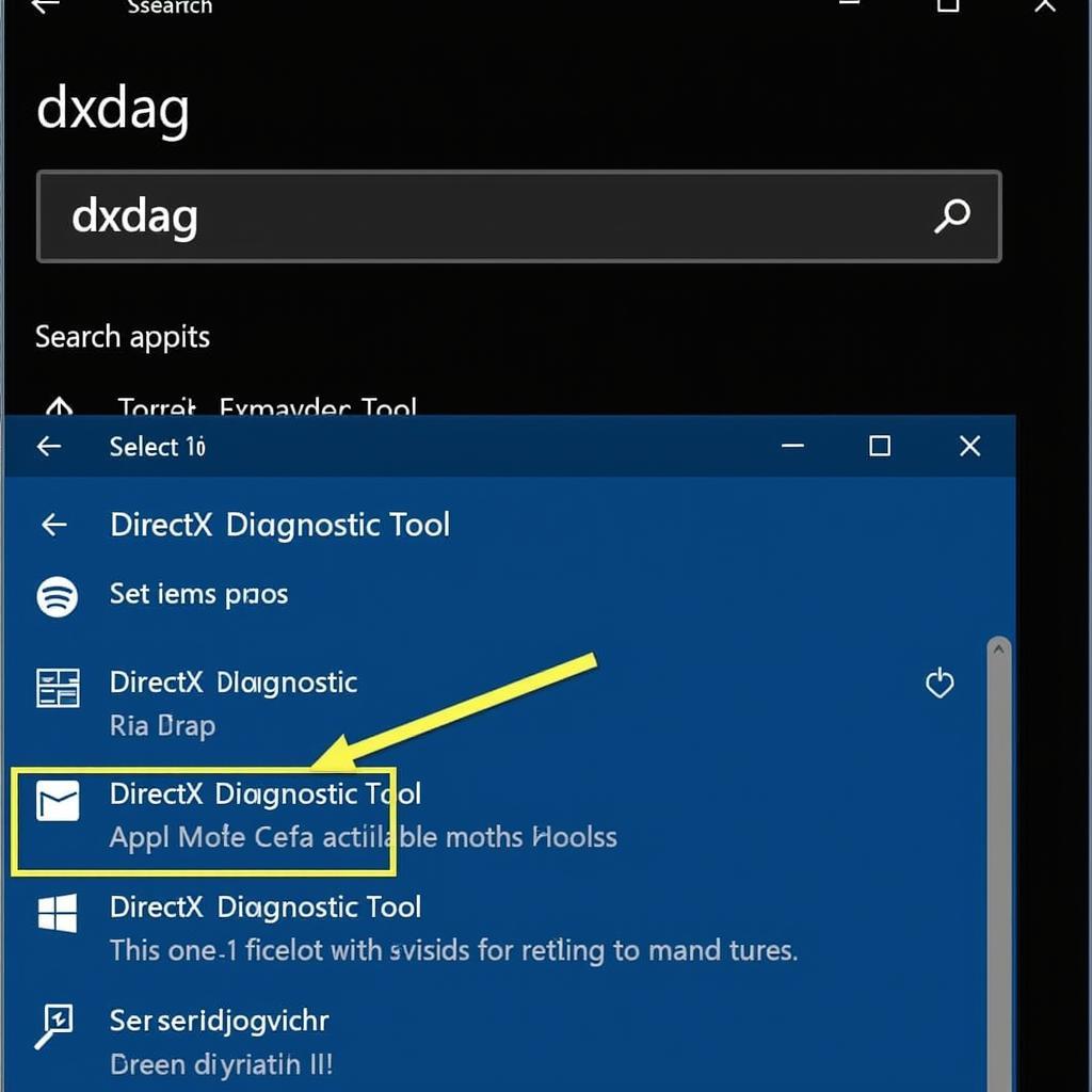 Accessing DirectX Diagnostic Tool via Windows Search Bar