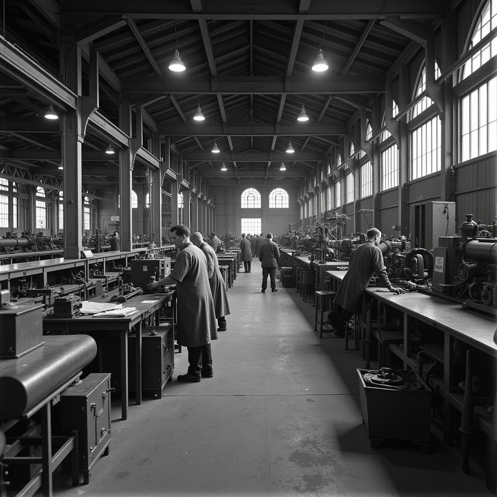 American Car & Foundry Company's factory production line in the early 20th century